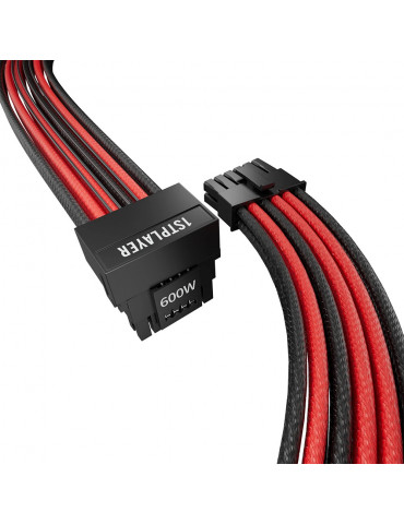 Модулен кабел 1stPlayer Custom Sleeved Modding Cable Black/Red, PCIe 5.0 12VHPWR M/M - FM2-B-BR