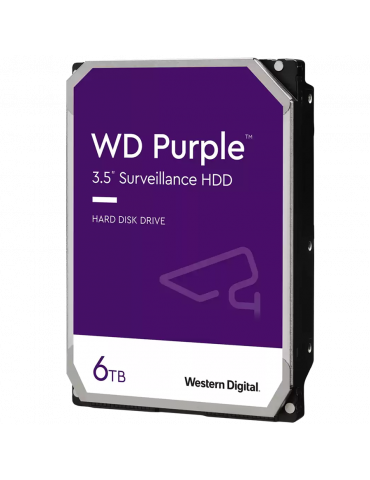 Твърд диск WD Purple 6TB Video Surveillance CMR, 3.5'', 256MB, SATA 6Gbps - WD64PURZ