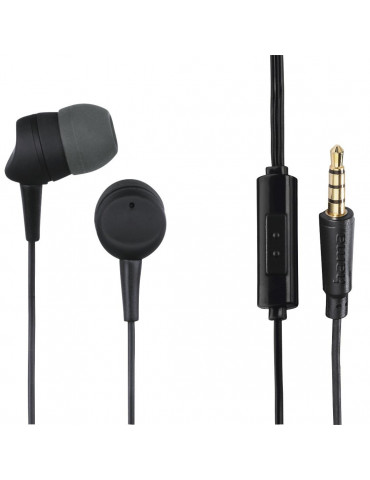 Слушалки с микрофон Hama Kooky, 3.5 mm, In-Ear, Siri, Google Assistant, Черен - 184139