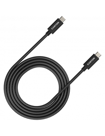 Кабел Canyon UC-42, USB4 TYPE-C to TYPE-C cable assembly 20G 2m 5A 240W(ERP) with E-MARK, CE, ROHS, black - CNS-USBC42B