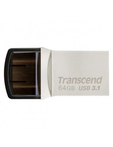 Флаш памет 64GB Transcend JETFLASH 890S, USB 3.1 Type C, Silver Plating