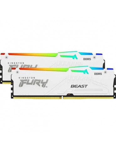 RAM памет Kingston 64GB(2x32GB) 5200MHz DDR5 CL36 FURY Beast White RGB EXPO - KF552C36BWEAK2-64