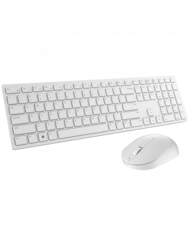 Безжичен комплект клавиатура и мишка Dell Pro KM5221W, US (QWERTY), White - 580-AKEZ