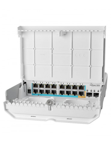 18-портов външен комутатор Mikrotik netPower 15FR CRS318-1Fi-15Fr-2S-OUT