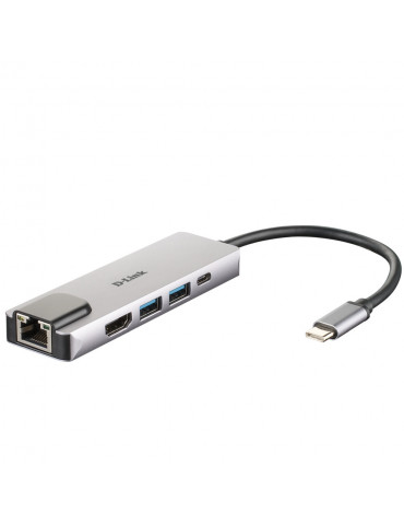 D-Link 5-in-1 USB-C хъб with HDMI/Ethernet and Power Delivery - DUB-M520