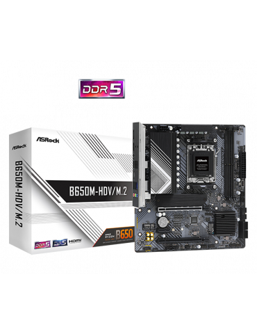 Дънна платка ASROCK B650M-HDV/M2, AM5, 2x DDR5, Hyper M.2(PCIe Gen4x4)