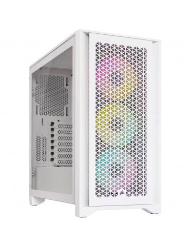 Кутия за компютър Corsair iCUE 4000D RGB Airflow Mid Tower, Tempered Glass, Бял - CC-9011241-WW