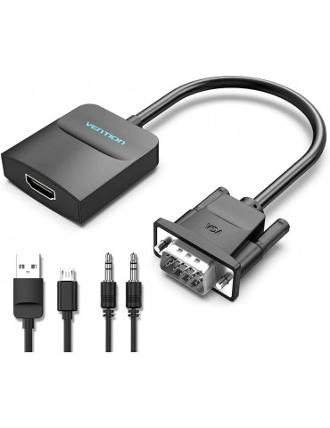 Адаптер  Vention VGA to HDMI with sound, Active converter with AUX-in and Micro USB power - ACNBB