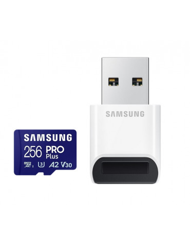 SD карта Samsung 256GB micro SD Card PRO Plus with USB Reader, UHS-I, Read 180MB/s - Write 130MB/s - MB-MD256SB/WW