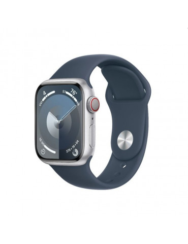 Смарт часовник Apple Watch Series 9 GPS + Cellular 41mm Silver Aluminium Case with Storm Blue Sport Band - S/M - MRHV3QC/A