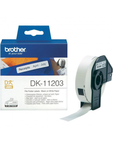 Brother DK-11203 File Folder Labels, 17mm x 87mm, 300 labels per roll, Black on White