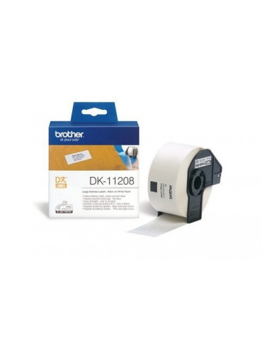 Brother DK-11208 Large Address Paper Labels, 38mmx90mm, 400 labels per roll, (Black on White)
