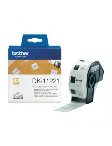 Brother DK-11221 Square Paper Labels, 23mmx23mm, 1000 labels per roll (Black on White)