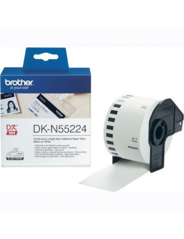 Brother DK-N55224 Roll White Continuous Length Non-Adhesive Paper Tape 54mmx30.48M (Black on White)