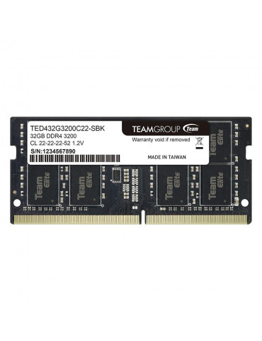 RAM памет Team Group Elite 32GB 3200MHz DDR4 SODIMM CL22 1.2V  - TED432G3200C22-S01