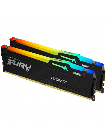 RAM памет Kingston 32GB(2x16GB) DDR5 5200MHz CL36 DIMM FURY Beast RGB - KF552C36BBEAK2-32