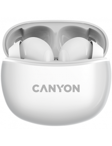 Bluetooth слушалки Canyon TWS-5 с микрофон, BT V5.3, бял - CNS-TWS5W