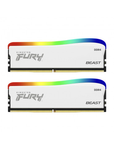 RAM памет Kingston 32GB(2x16GB) DDR4 PC4-28800 3600MHz CL18 FURY Beast White RGB - KF436C18BWAK2/32