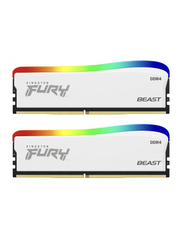 RAM памет Kingston 16GB(2x8GB) DDR4 PC4-28800 3600MHz CL17 FURY Beast White RGB  - KF436C17BWAK2/16