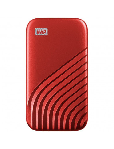 Външен SSD диск WD My Passport 500GB, USB 3.2, Red, R/W:1050 /1000MB/s, PC & Mac Compatiable - WDBAGF5000ARD-WESN