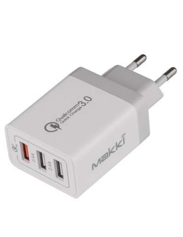 Бързо зарядно Makki QC3.0 2xUSB 30W White - MAKKI-QC30W3