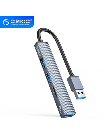 Хъб Orico USB3.0/2.0 HUB 3 port   card reader, Aluminum - AH-A12F-GY