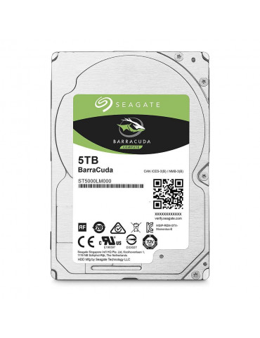 Твърд диск Seagate 5TB, BarraCuda 5400RPM, 2.5", 128MB - ST5000LM000