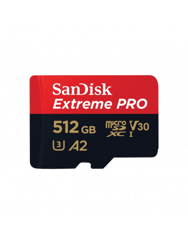 SD карта SanDisk 512GB Extreme PRO microSDXC, Class 10 U3, A2, V30, 140 MB/s с адаптер до SD - SDSQXCD-512G-GN6MA