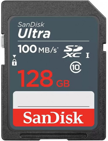 SD карта SanDisk 128GB Ultra SDXC, Class 10 UHS-I, 100 Mb/s - SDSDUNR-128G-GN3IN