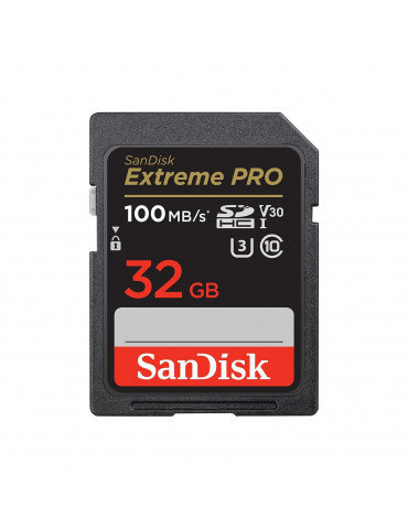 SD карта SanDisk 32GB Extreme PRO SDHC, UHS-1, Class 10, U3, 90 MB/s  - SDSDXXO-032G-GN4IN