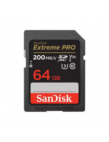 SD карта SanDisk 64GB Extreme PRO SDHC, UHS-1, Class 10, U3, 90 MB/s  - SDSDXXU-064G-GN4IN