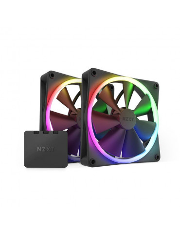 Комплект вентилатори NZXT F140 RGB Black 2 броя и NZXT RGB контролер - RF-R14DF-B1