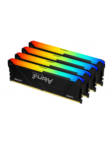 RAM памет Kingston FURY 64GB(4x16GB) DDR4 3600MHz CL18 Beast Black RGB - KF436C18BB2AK4/64