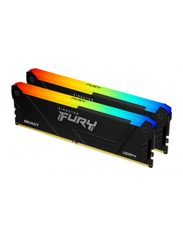 RAM памет Kingston 16GB(2x8GB) DDR4 3600MHz CL17 FURY Beast Black RGB - KF436C17BB2AK2/16