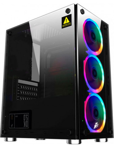Кутия за компютър 1stPlayer X2 mATX RGB с 3бр вентилатори - X2-3R1