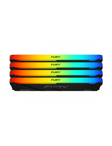 RAM памет Kingston 64GB(4x16GB) DDR4 3200MHz CL16 2Rx8 FURY Beast Black RGB - KF432C16BB12AK4/64