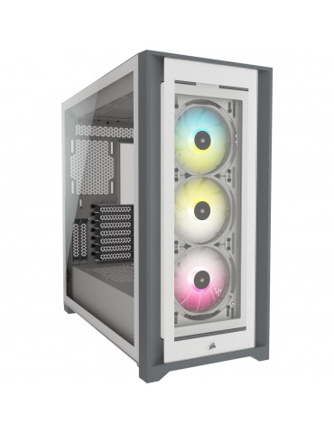 Кутия за компютър Corsair iCUE 5000X RGB Mid Tower, TG, Бял - CC-9011213-WW