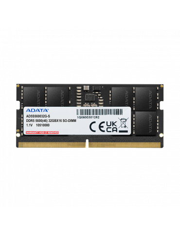 RAM памет Adata 32GB DDR5 5600MHz SODIMM, 1.1V - AD5S560032G-S