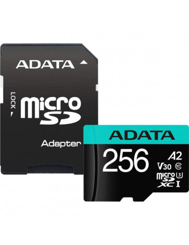 Карта памет Adata 256GB MicroSDXC UHS-I U3 V30S A2 (1 adapter) - AUSDX256GUI3V30SA2-RA1