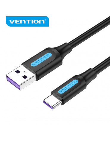 Кабел Vention USB 3.1 Type-C / USB 2.0 AM - 1.5M Black 5A Fast Charge - CORBG