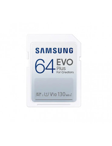 SD карта Samsung 64GB SD Card EVO Plus with Adapter, Class10, Transfer Speed up to 130MB/s - MB-SC64K/EU
