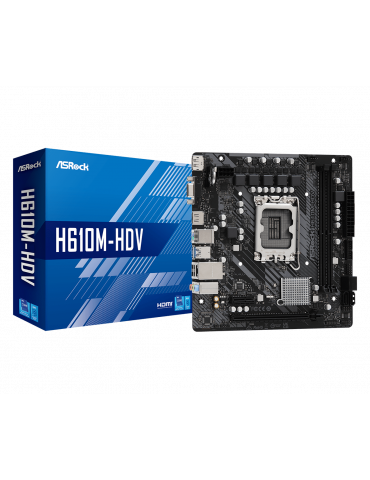 Дънна платка AsRock H610M-HDV, LGA1700, 2x DDR4, VGA, HDMI, DP 1.4, mATX