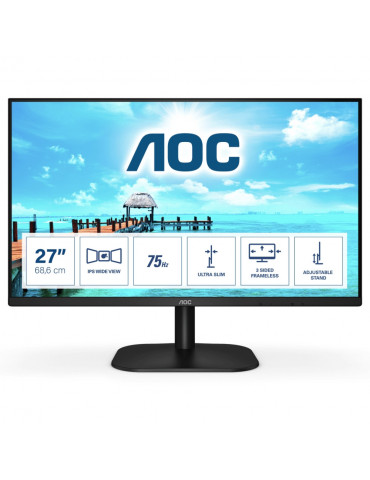 Монитор AOC 27B2H/EU, 27" IPS WLED HFD, 75Hz, 4ms GTG, D-SUB, HDMI