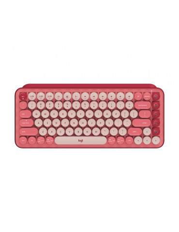 Безжична геймърска механична клавиатура Logitech POP Emoji Keys, HEARTBREAKER/ROSE - 920-010737