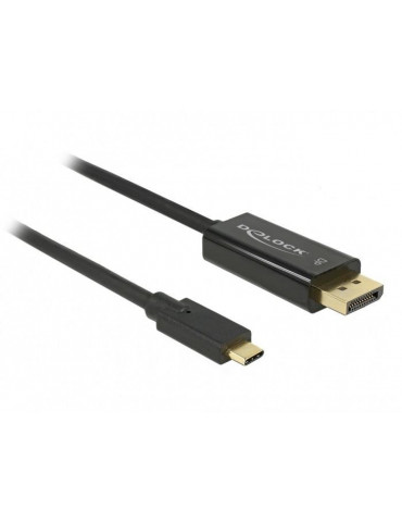 Конвертор Delock 85256, USB-C мъжко - DisplayPort мъжко, 4K 60 Hz, 2 m, Черен