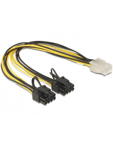 Кабел DeLock PCI Express power 6 pin женско  към  2 x 8 pin мъжко, 30 cm