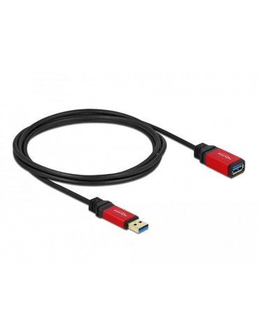 Удължителен кабел Delock USB-A мъжко - USB-А женско, 2 м, Premium, Екраниран, Черен