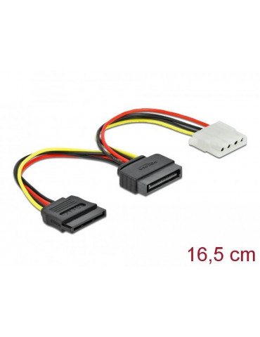 Кабел DeLock 65235 , SATA 15 pin мъжко към Molex 4 pin женско   SATA 15 pin женско