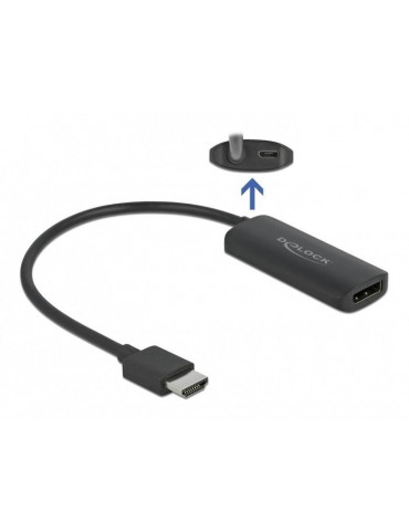 Адаптер Delock 63206, HDMI-A мъжко - DisplayPort женско, 4K 60 Hz, Черен