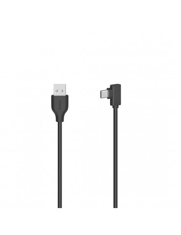 Кабел HAMA USB-C мъжко- USB A, 90&deg , 0.75 м, USB 2.0, 480Mbit/s, Черен